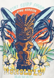 KingKerosin Print-Shirt Tiki Surf Shop Weiß/Creme/Rot/Orange/Gelb/Beige/Blau