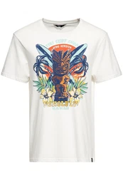 KingKerosin Print-Shirt Tiki Surf Shop Weiß/Creme/Rot/Orange/Gelb/Beige/Blau