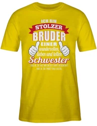 Shirtracer T-Shirt Stolzer Bruder einer wundervollen Schwester Gelb