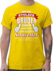 Shirtracer T-Shirt Stolzer Bruder einer wundervollen Schwester Gelb