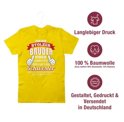 Shirtracer T-Shirt Stolzer Bruder einer wundervollen Schwester Gelb