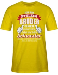 Shirtracer T-Shirt Stolzer Bruder einer wundervollen Schwester Gelb