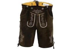 German Wear Trachtenlederhose GW720 Dunkelgrün/Khaki/Beige