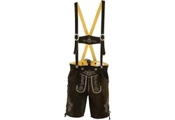 German Wear Trachtenlederhose GW720 Dunkelgrün/Khaki/Beige