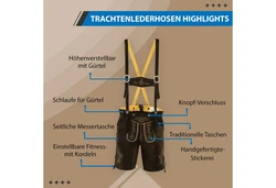 German Wear Trachtenlederhose GW720 Dunkelgrün/Khaki/Beige