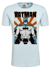 LOGOSHIRT T-Shirt Batman Poster Hellblau/Türkis