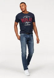 Replay T-Shirt mit Markendruck Dunkelblau/Rot/Dunkelrot/Hellblau