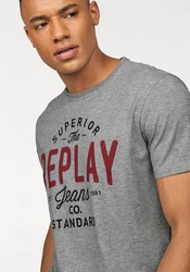 Replay T-Shirt mit Markendruck Grau/Rot/Braun