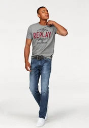 Replay T-Shirt mit Markendruck Grau/Rot/Braun