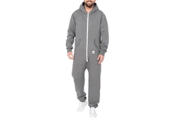 Basisstoff Jumpsuit Sheesh Herren Overall Einteiler Hellgrau/Dunkelgrau/Grau