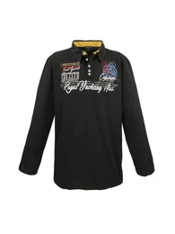 Langarm-Poloshirt Herren Langarmshirt LV-606 (Black, 3XL) Polo Langarmshirt