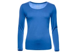 Kaipara Merino Sportswear Langarmshirt Damen Rundhals Slimfit 200 Blau/Dunkelblau
