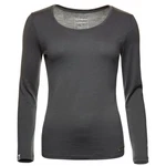 Kaipara Merino Sportswear Langarmshirt Damen Rundhals Slimfit 200 Dunkelgrau/Grau/Schwarz