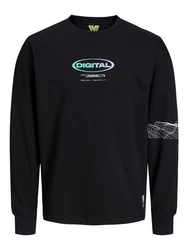 Jack & Jones Sweatshirt JCODIGITAL 6010 Schwarz/Rosa