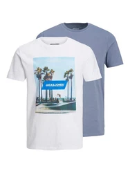 Jack & Jones T-Shirt JJGEM Hellblau/Grau/Blau