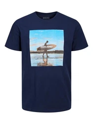 Jack & Jones T-Shirt JJGEM Dunkelblau/Blau/Hellblau/Weiß