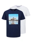 Jack & Jones T-Shirt JJGEM Dunkelblau/Blau/Hellblau/Weiß