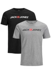 Jack & Jones T-Shirt JJECORP LOGO Print Kurzarm 2-er Stck Pack (3661) Grau/Schwarz (3661)