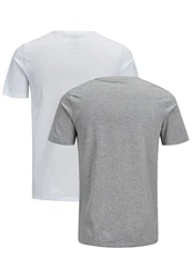 Jack & Jones T-Shirt JJECORP LOGO Print Kurzarm 2-er Stck Pack (3661) Weiß/Grau (3661)