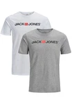 Jack & Jones T-Shirt JJECORP LOGO Print Kurzarm 2-er Stck Pack (3661) Weiß/Grau (3661)