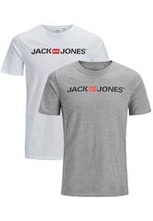 Jack & Jones T-Shirt JJECORP LOGO Print Kurzarm 2-er Stck Pack (3661) Weiß/Grau (3661)