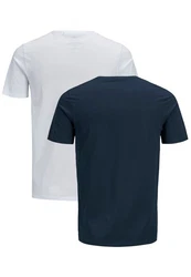 Jack & Jones T-Shirt JJECORP LOGO Print Kurzarm 2-er Stck Pack (3661) Weiß/Blau (3661)