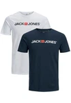Jack & Jones T-Shirt JJECORP LOGO Print Kurzarm 2-er Stck Pack (3661) Weiß/Blau (3661)