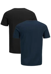Jack & Jones T-Shirt JJECORP LOGO Print Kurzarm 2-er Stck Pack (3661) Schwarz/Blau