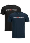 Jack & Jones T-Shirt JJECORP LOGO Print Kurzarm 2-er Stck Pack (3661) Schwarz/Blau