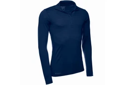 Kaipara Merino Sportswear Langarmshirt Merino Zip-Neck Herren Slimfit 200 Dunkelblau/Blau