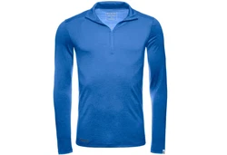 Kaipara Merino Sportswear Langarmshirt Merino Zip-Neck Herren Slimfit 200 Blau/Hellblau