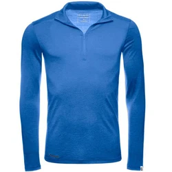 Kaipara Merino Sportswear Langarmshirt Merino Zip-Neck Herren Slimfit 200 Blau/Hellblau