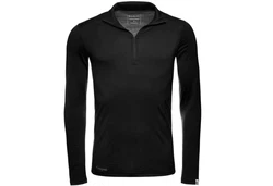 Kaipara Merino Sportswear Langarmshirt Merino Zip-Neck Herren Slimfit 200 Schwarz/Grau/Dunkelgrau