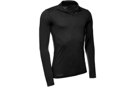 Kaipara Merino Sportswear Langarmshirt Merino Zip-Neck Herren Slimfit 200 Schwarz/Grau/Dunkelgrau