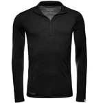 Kaipara Merino Sportswear Langarmshirt Merino Zip-Neck Herren Slimfit 200 Schwarz/Grau/Dunkelgrau
