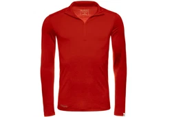 Kaipara Merino Sportswear Langarmshirt Merino Zip-Neck Herren Slimfit 200 Rot/Dunkelrot