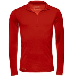 Kaipara Merino Sportswear Langarmshirt Merino Zip-Neck Herren Slimfit 200 Rot/Dunkelrot