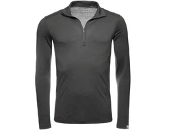 Kaipara Merino Sportswear Langarmshirt Merino Zip-Neck Herren Slimfit 200 Dunkelgrau/Grau