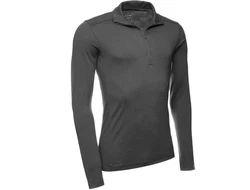 Kaipara Merino Sportswear Langarmshirt Merino Zip-Neck Herren Slimfit 200 Dunkelgrau/Grau