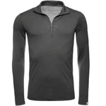 Kaipara Merino Sportswear Langarmshirt Merino Zip-Neck Herren Slimfit 200 Dunkelgrau/Grau