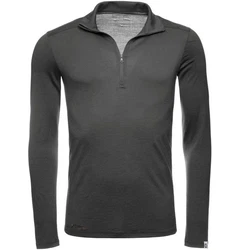 Kaipara Merino Sportswear Langarmshirt Merino Zip-Neck Herren Slimfit 200 Dunkelgrau/Grau