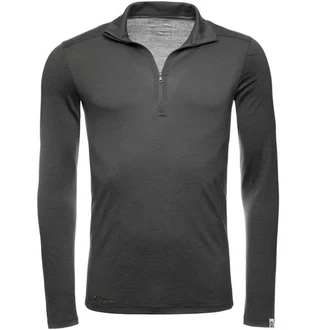 Kaipara Merino Sportswear Langarmshirt Merino Zip-Neck Herren Slimfit 200 Dunkelgrau/Grau Kaipara Merino Sportswear Langarmshirt Merino Zip-Neck Herren Slimfit 200 Dunkelgrau/Grau
