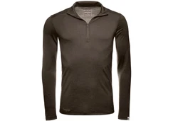 Kaipara Merino Sportswear Langarmshirt Merino Zip-Neck Herren Slimfit 200 Dunkelgrün/Khaki/Grau/Braun