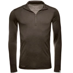 Kaipara Merino Sportswear Langarmshirt Merino Zip-Neck Herren Slimfit 200 Dunkelgrün/Khaki/Grau/Braun