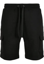 URBAN CLASSICS Herren Organic Cargo Sweatshorts Schwarz/Dunkelblau/Gelb