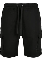 URBAN CLASSICS Herren Organic Cargo Sweatshorts Schwarz/Dunkelblau/Gelb