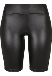 Urban Classics Damen Ladies Synthetic Leather Cycle Shorts Schwarz/Dunkelgrau/Grau/Weiß