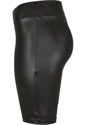 Urban Classics Damen Ladies Synthetic Leather Cycle Shorts Schwarz/Dunkelgrau/Grau/Weiß