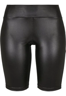 Urban Classics Damen Ladies Synthetic Leather Cycle Shorts Schwarz/Dunkelgrau/Grau/Weiß