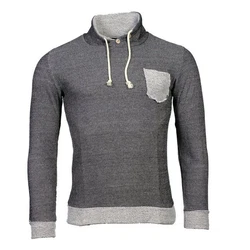 Banco Longpullover Langarmshirt mit Brusttasche und Kordelzug Dunkelgrau/Hellgrau/Grau/Dunkelblau